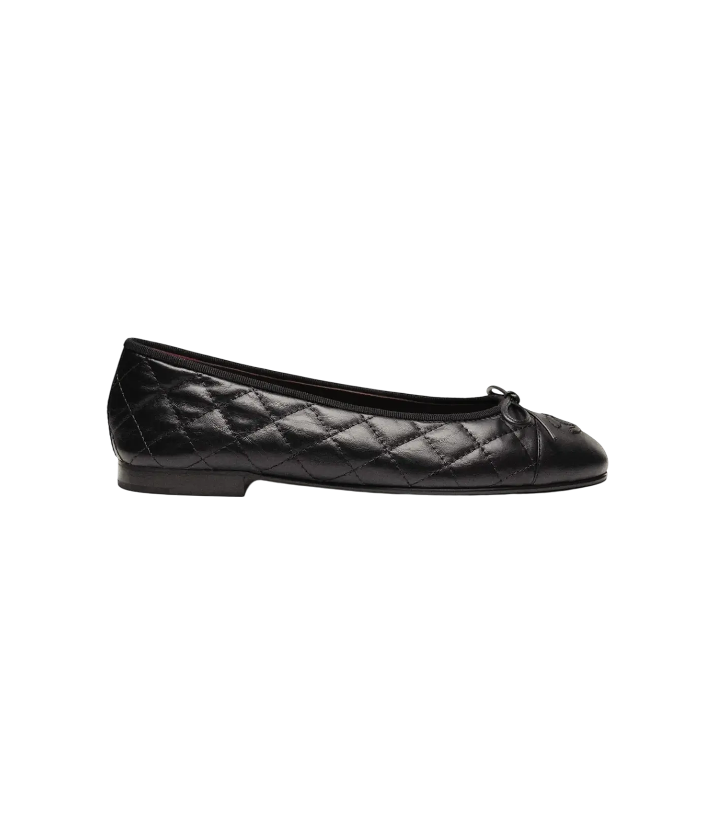 Chanel Ballet Flats Black Aged Calfskin Chrome Dubai