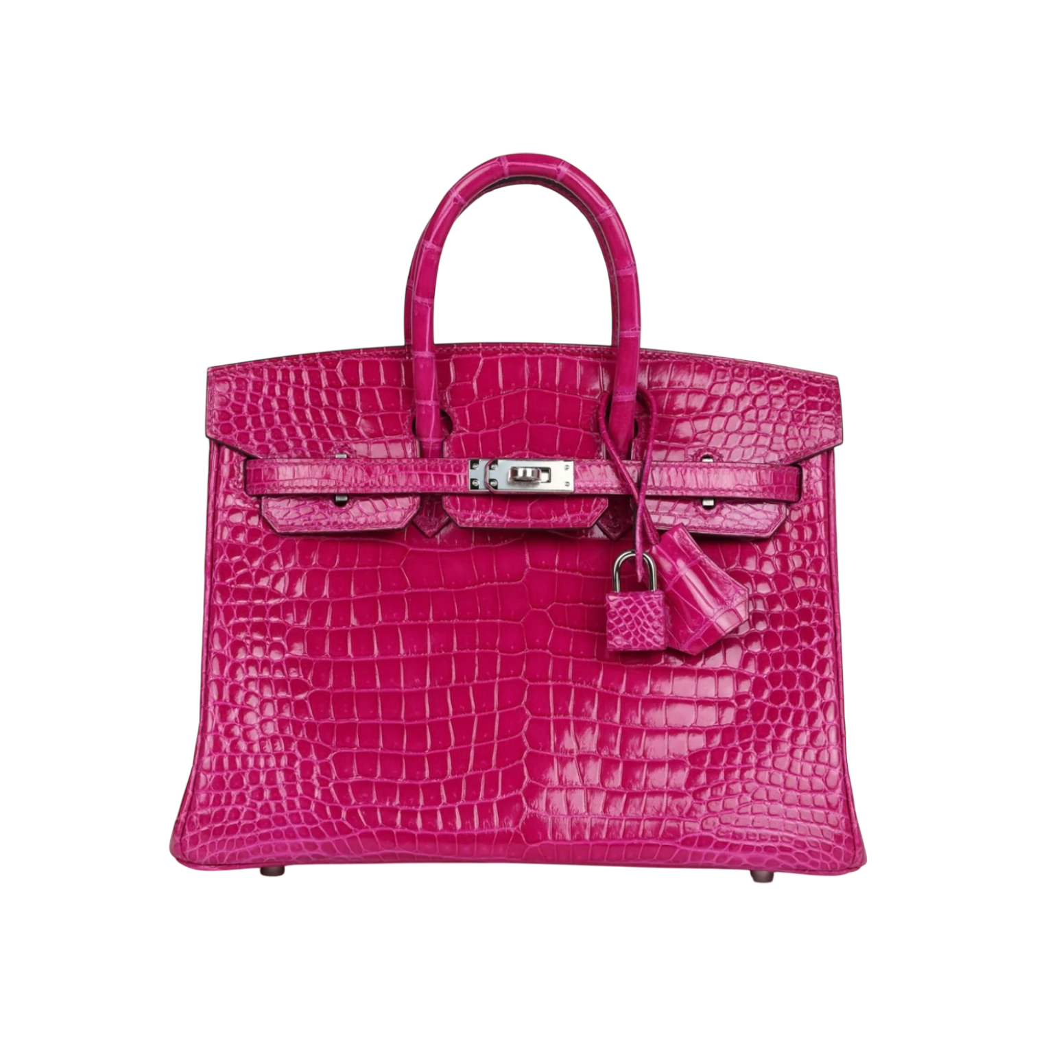 Hermès Birkin 25 Rose Sheherazade Crocodile Palladium Hardware Chrome Dubai