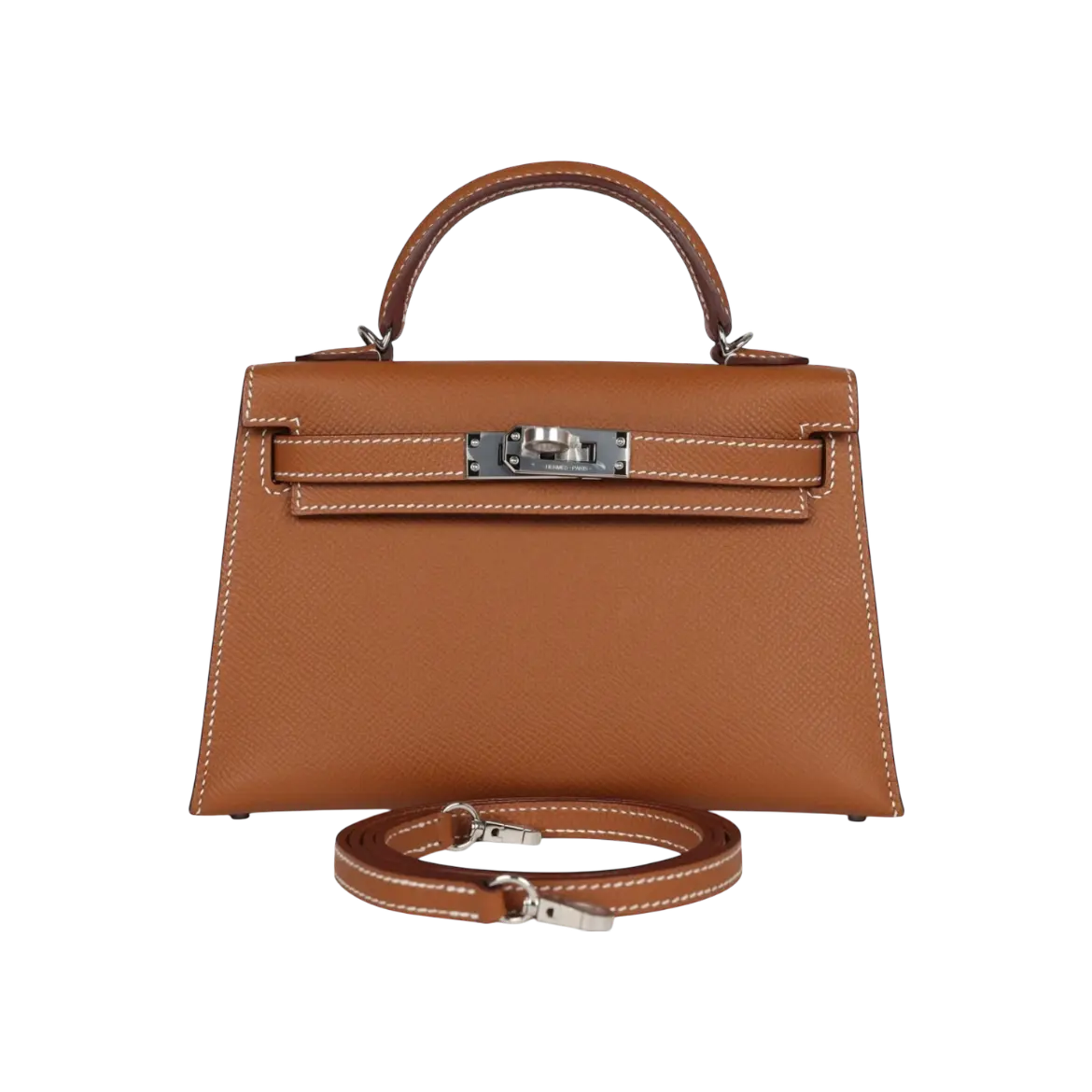 Hermès Mini Kelly Sellier Gold Epsom Palladium Hardware Chrome Dubai
