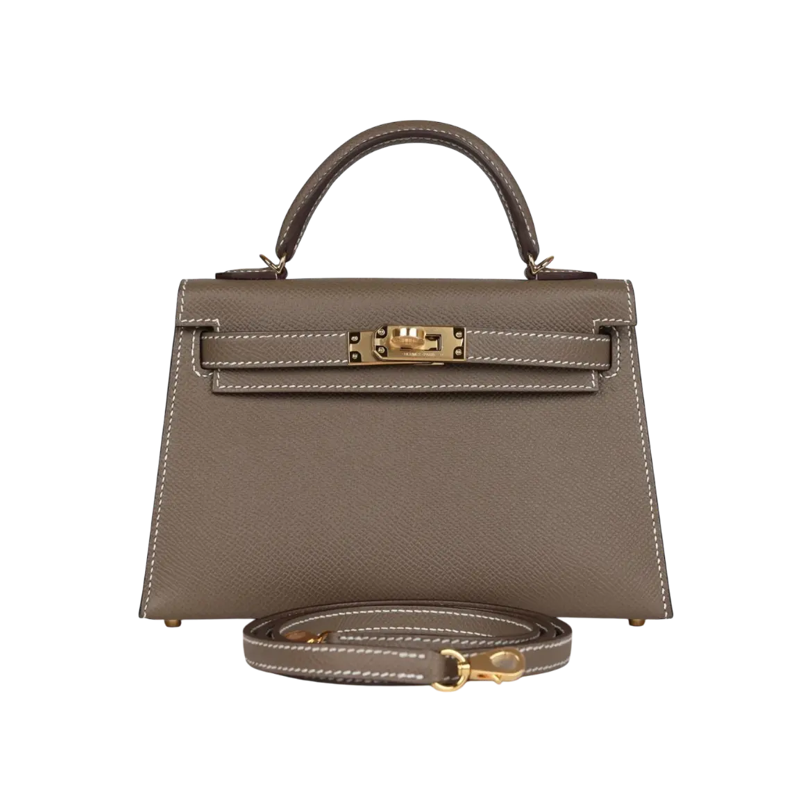 Hermès Mini Kelly Sellier Etoupe Madame Gold Hardware Chrome Dubai