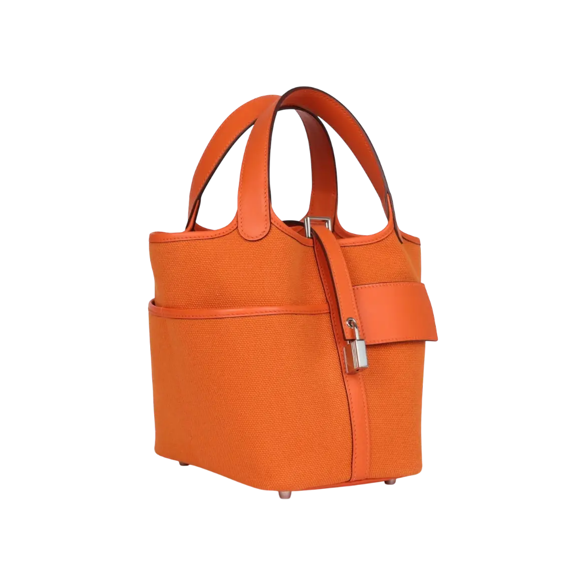 Hermès Picotin Cargo 18 Orange Swift / Toile Canvas Palladium Hardware Chrome Dubai
