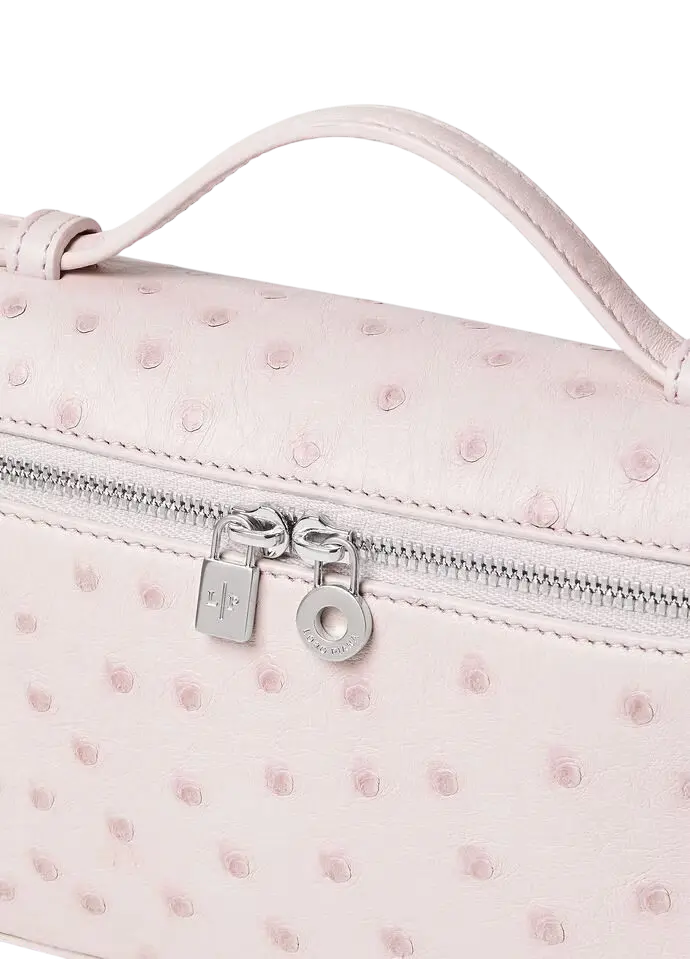 Loro Piana L19 Bag Ostrich Whisper Pink / Antique Silver Chrome Dubai