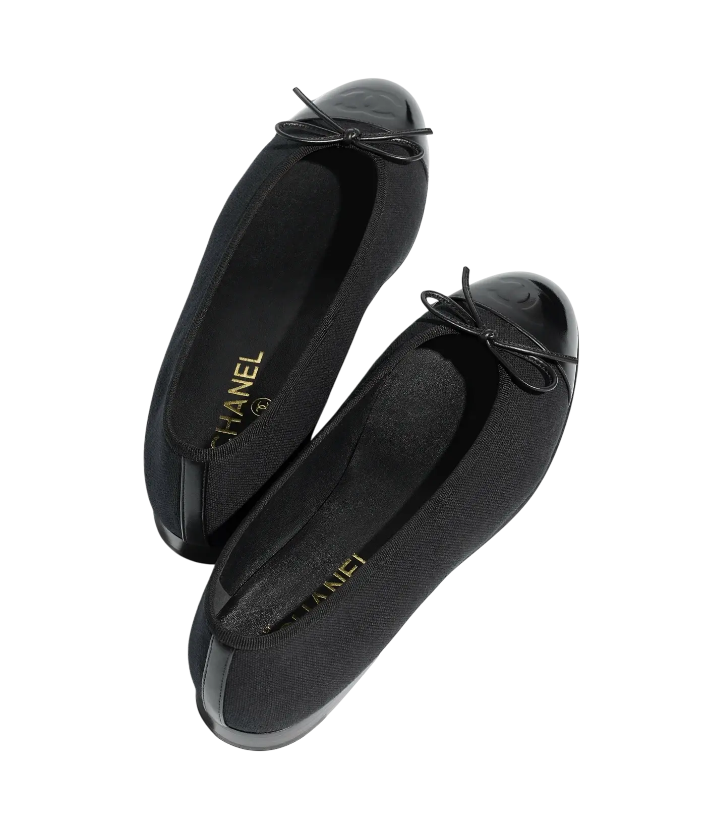 Chanel Ballet Flats Black Cotton / Patent Calfskin Chrome Dubai