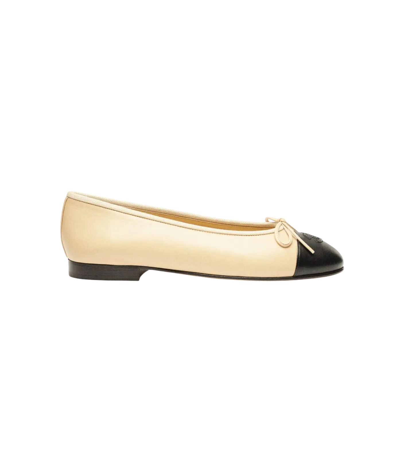 Chanel Ballet Flats Beige & Black Lambskin Chrome Dubai