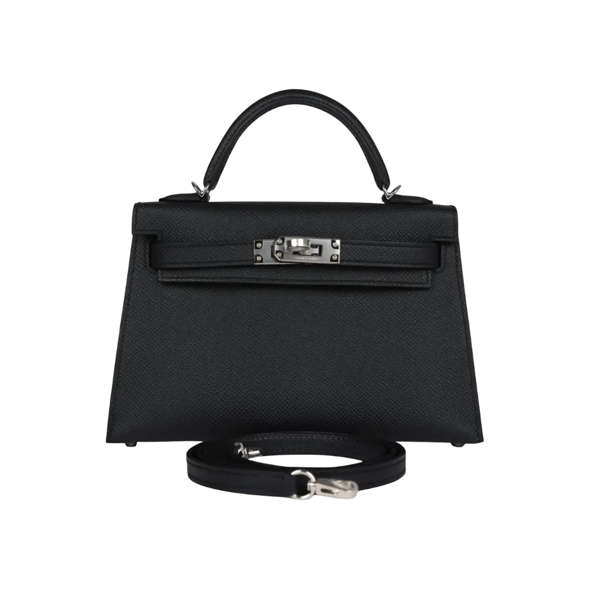 Hermès Mini Kelly Sellier Black Epsom Palladium Hardware Chrome Dubai