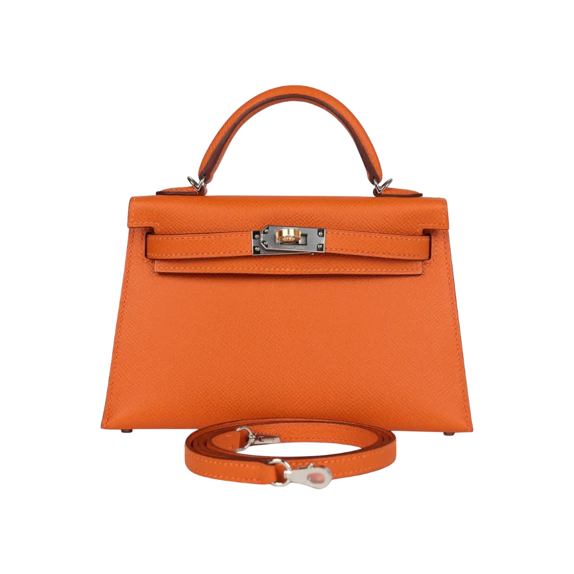 Hermès Mini Kelly Sellier Orange Epsom Electrum Hardware Chrome Dubai