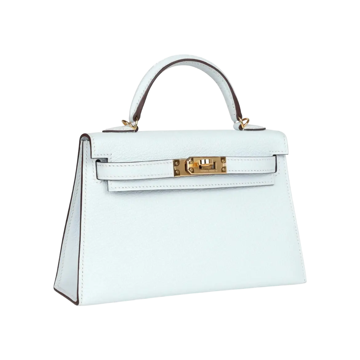 Hermès Mini Kelly Sellier Bleu Brume Chevre Gold Hardware Chrome Dubai