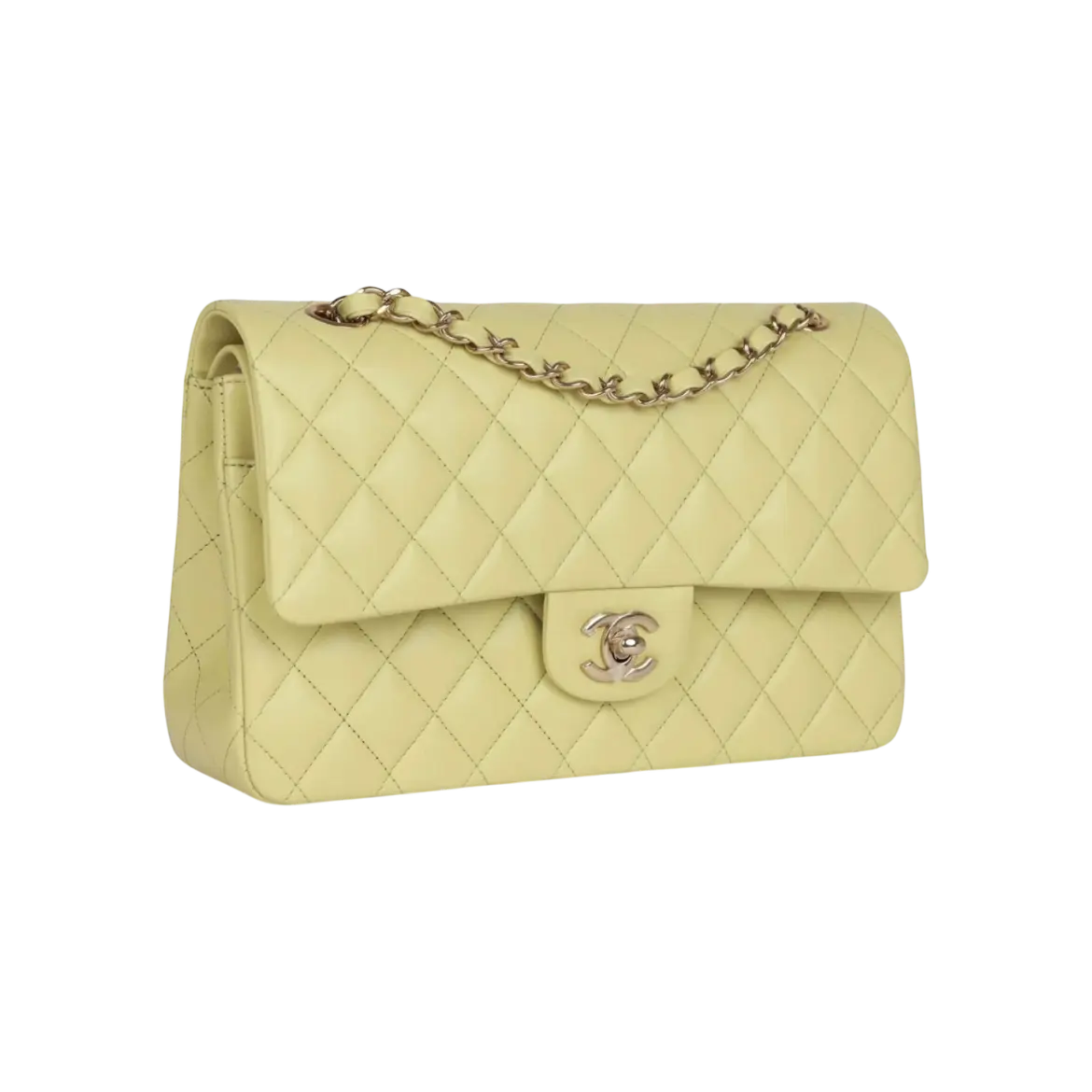Chanel Classic Double Flap Bag Light Green Lambskin Light Gold Hardware Chrome Dubai