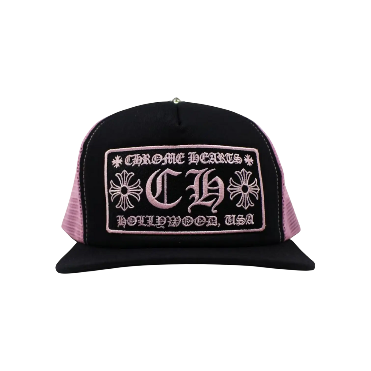 AUTHENTIC Chrome Hearts Pink & White Hollywood Hat Chrome Hearts Scroll Logo Trucker Hat - Pink Hats  main image 4