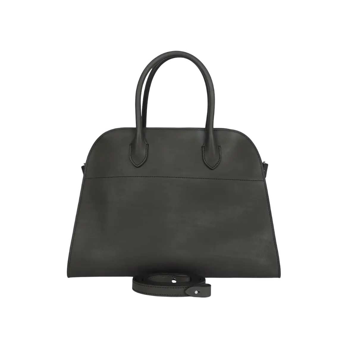 The Row Soft Margaux 12 Koala Grey Saddle Leather Silver Hardware Chrome Dubai