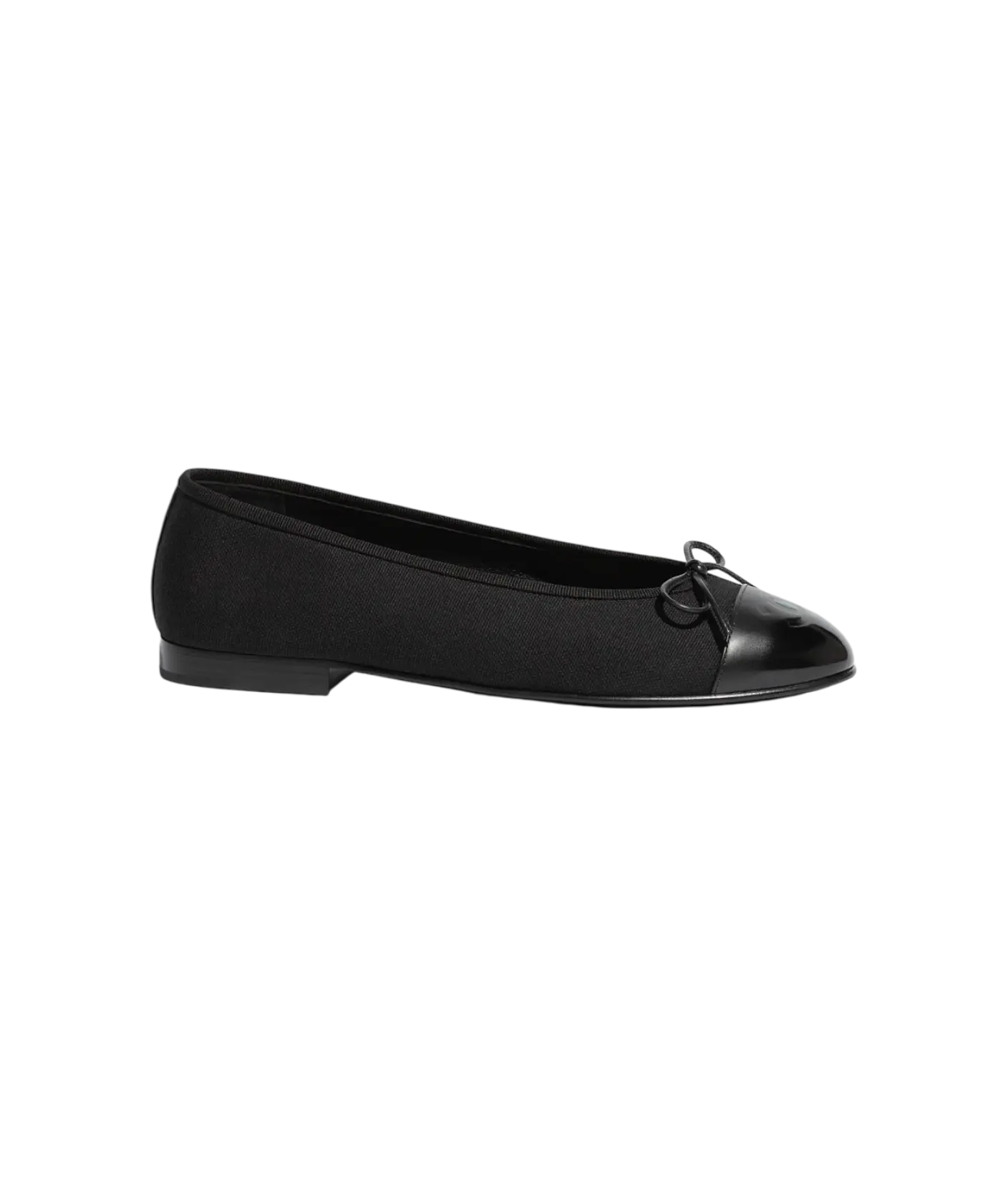 Chanel Ballet Flats Black Cotton / Patent Calfskin Chrome Dubai