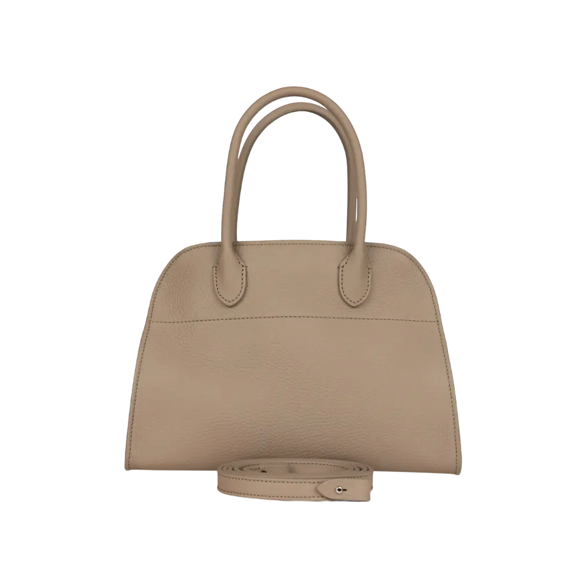 The Row Soft Margaux 10 Bag Dark Taupe Calfskin Silver Hardware Chrome Dubai