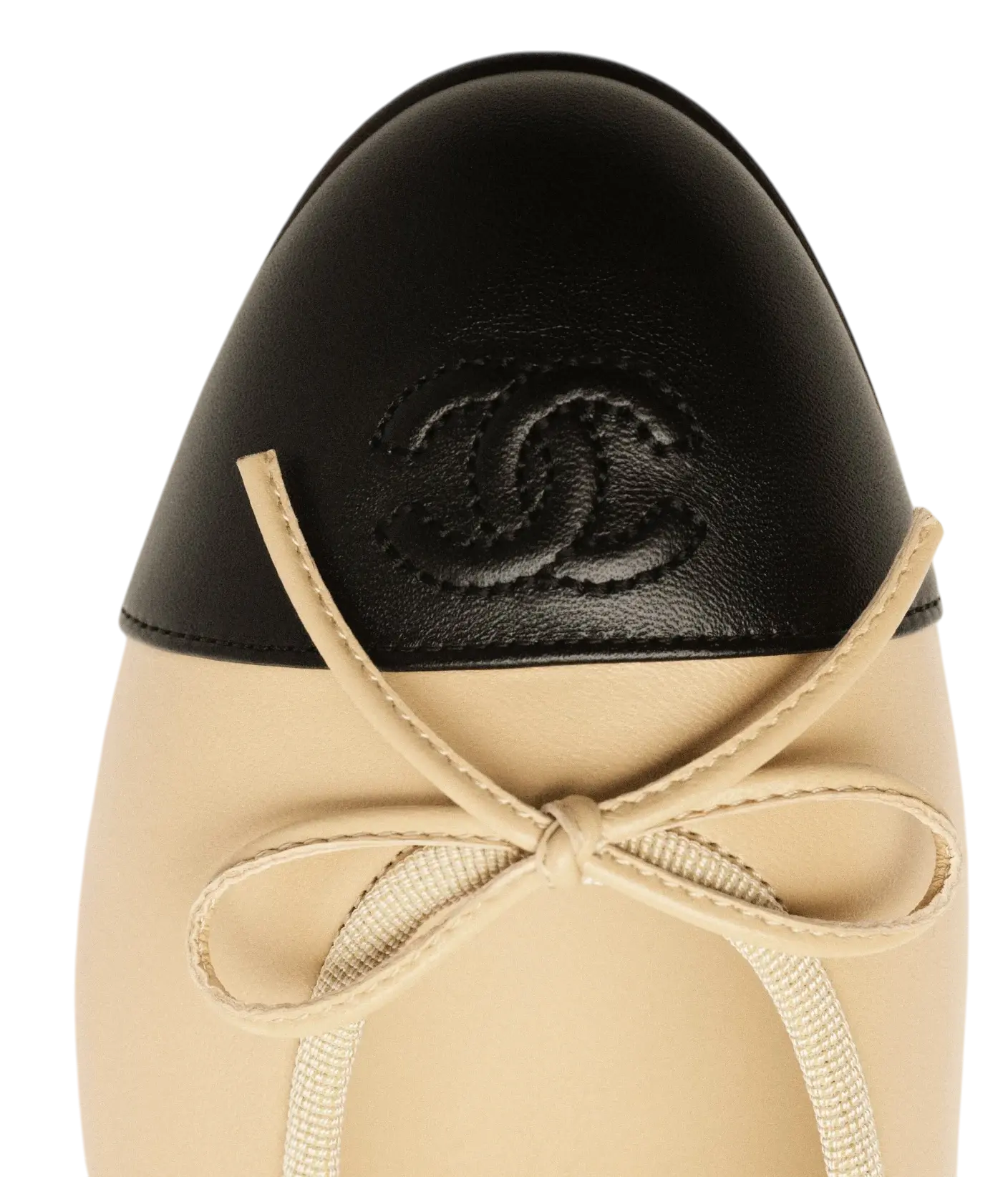 Chanel Ballet Flats Beige & Black Lambskin Chrome Dubai