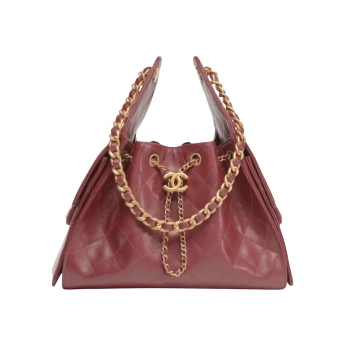 Chanel 25 Small Handbag Burgundy Gold Chrome Dubai