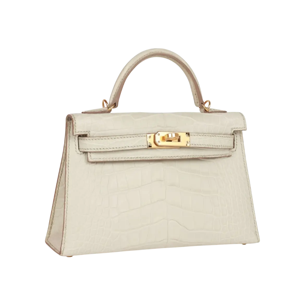 Hermès Mini Kelly Sellier Beton Matte Alligator Gold Hardware Chrome Dubai