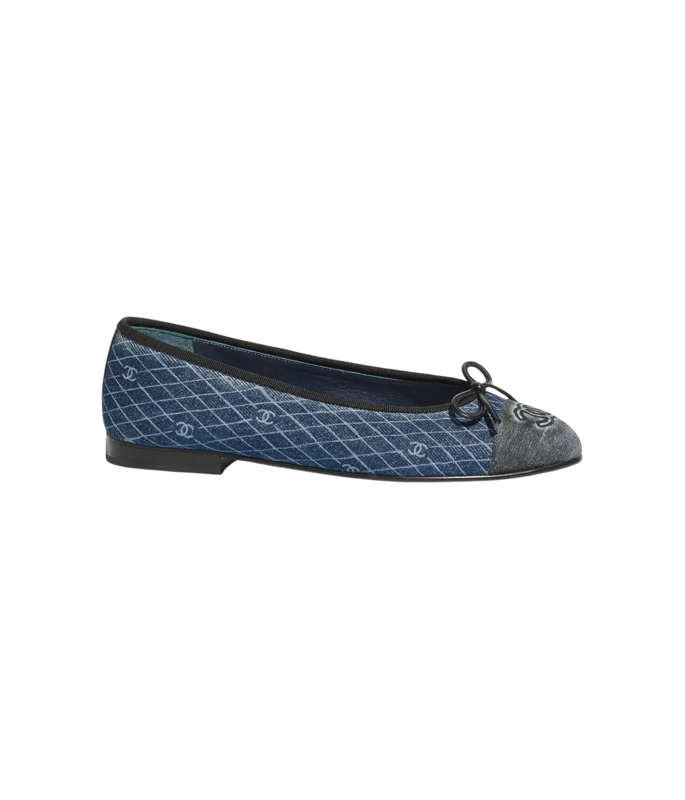 Chanel Ballet Flats Navy Blue & Dark Grey Denim Chrome Dubai