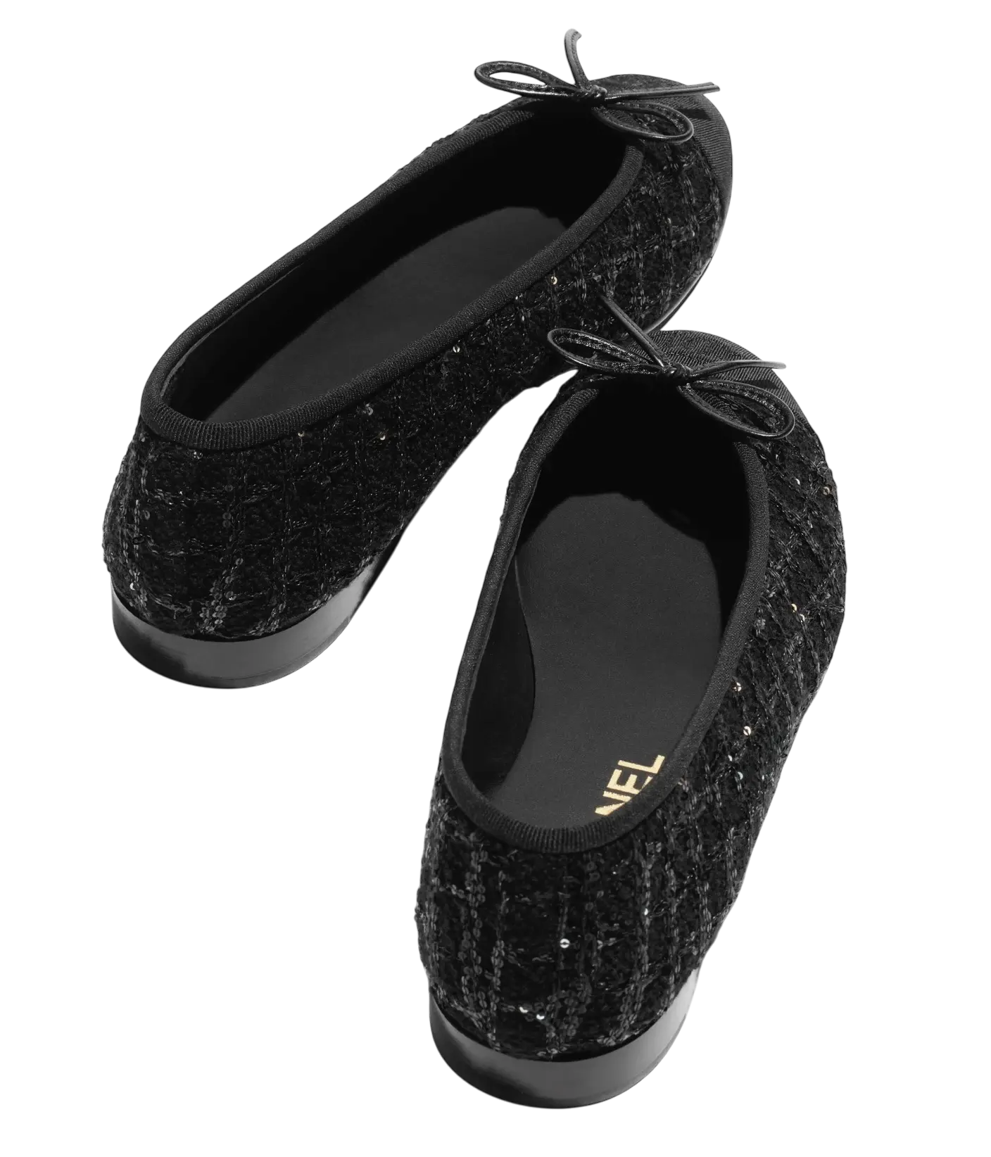 Chanel Ballet Flats Black Glittered Chrome Dubai