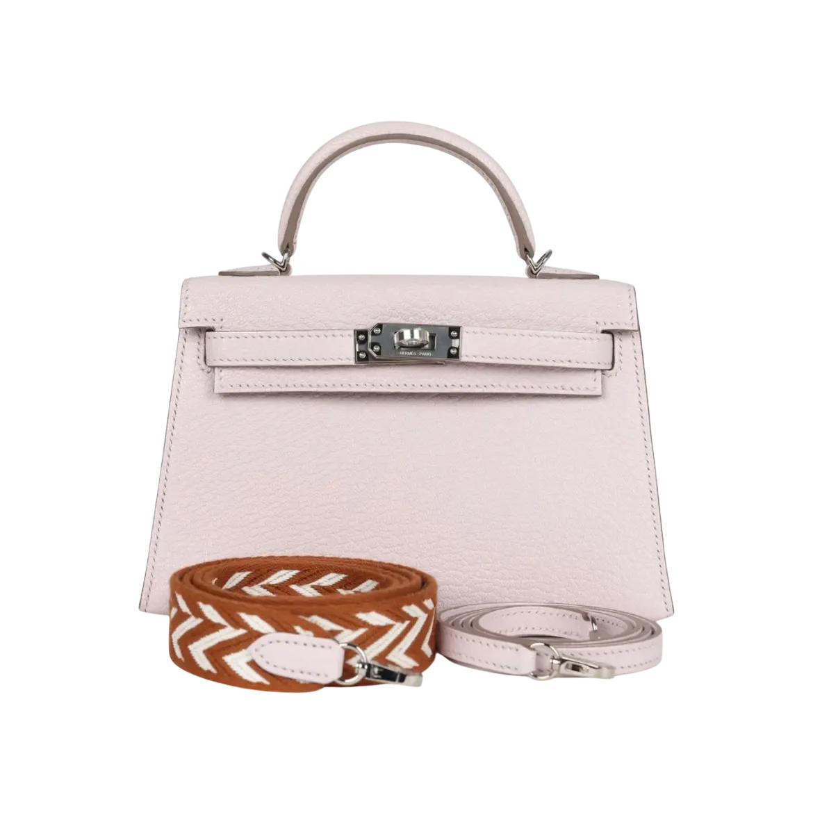 Hermès Mini Kelly Sellier Mauve Pale Chevre Palladium Hardware Chrome Dubai