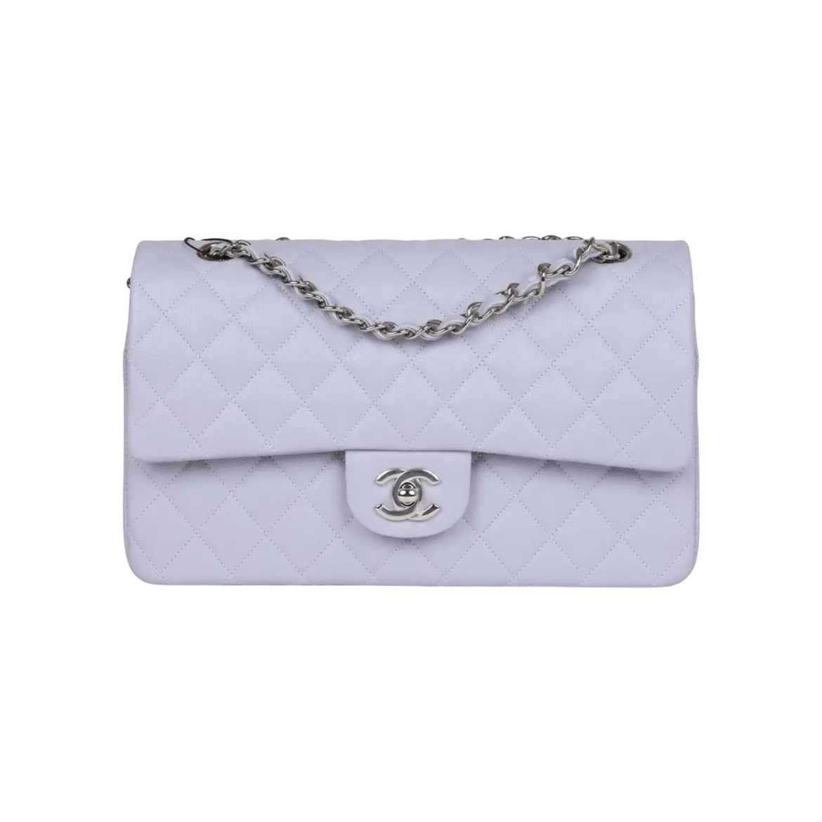 Chanel Classic Double Flap Lavender Caviar Silver Hardware Chrome Dubai