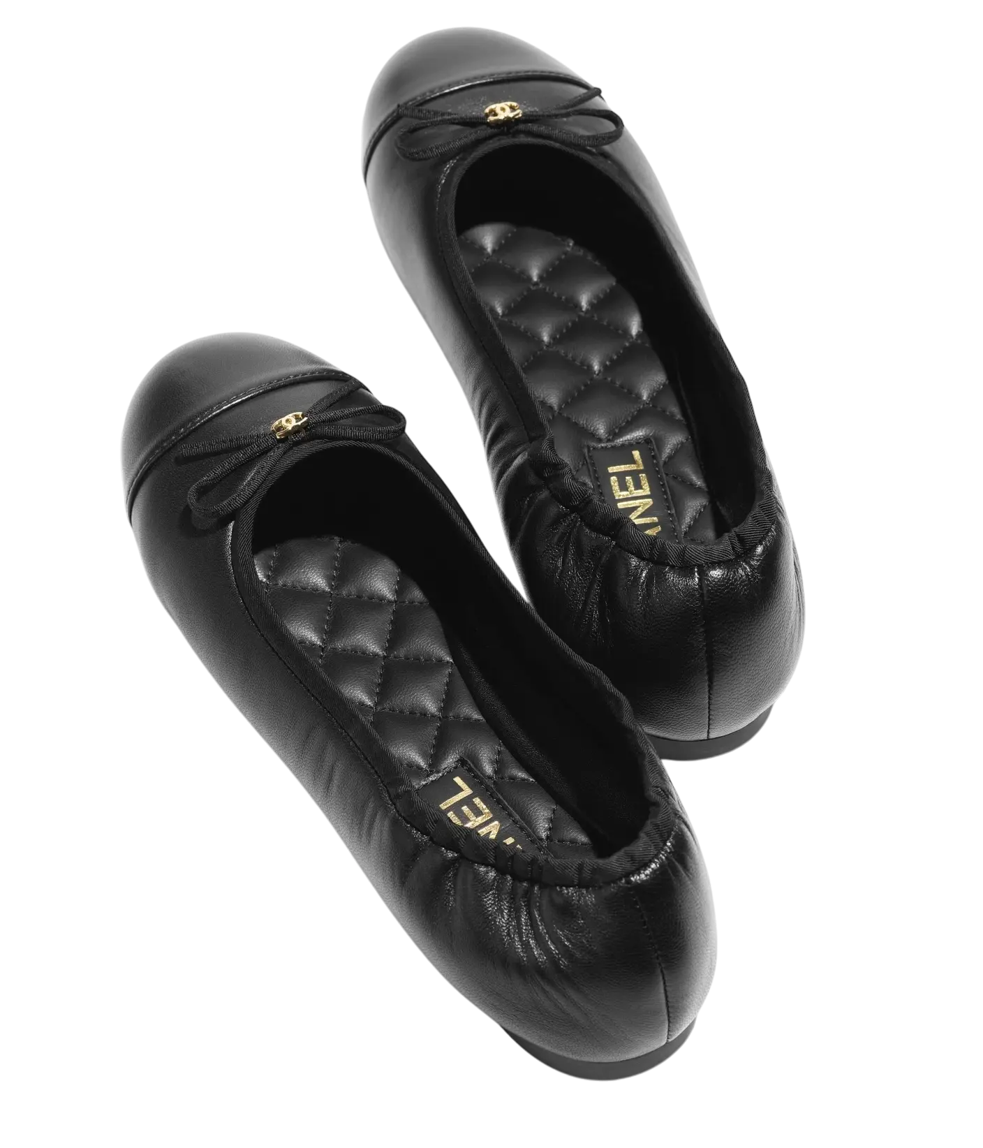 Chanel Ballet Flats Black Lambskin Chrome Dubai