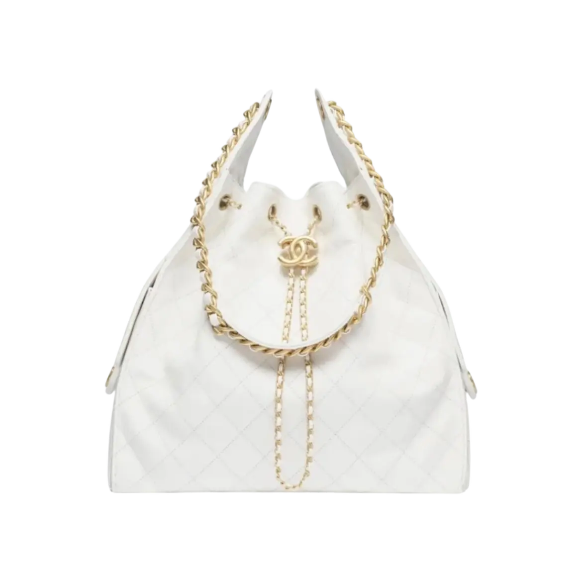 Chanel 25 Medium Handbag White Gold Chrome Dubai