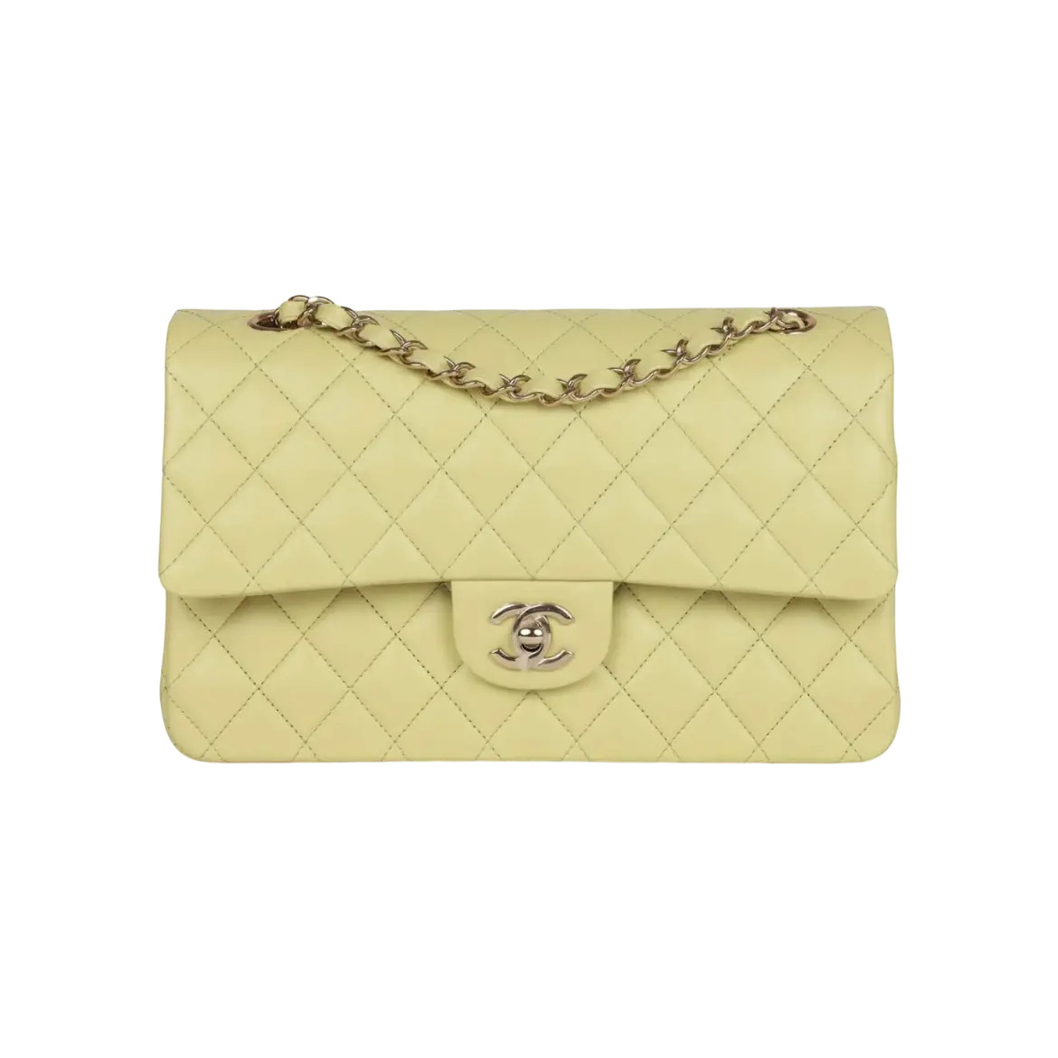 Chanel Classic Double Flap Bag Light Green Lambskin Light Gold Hardware Chrome Dubai