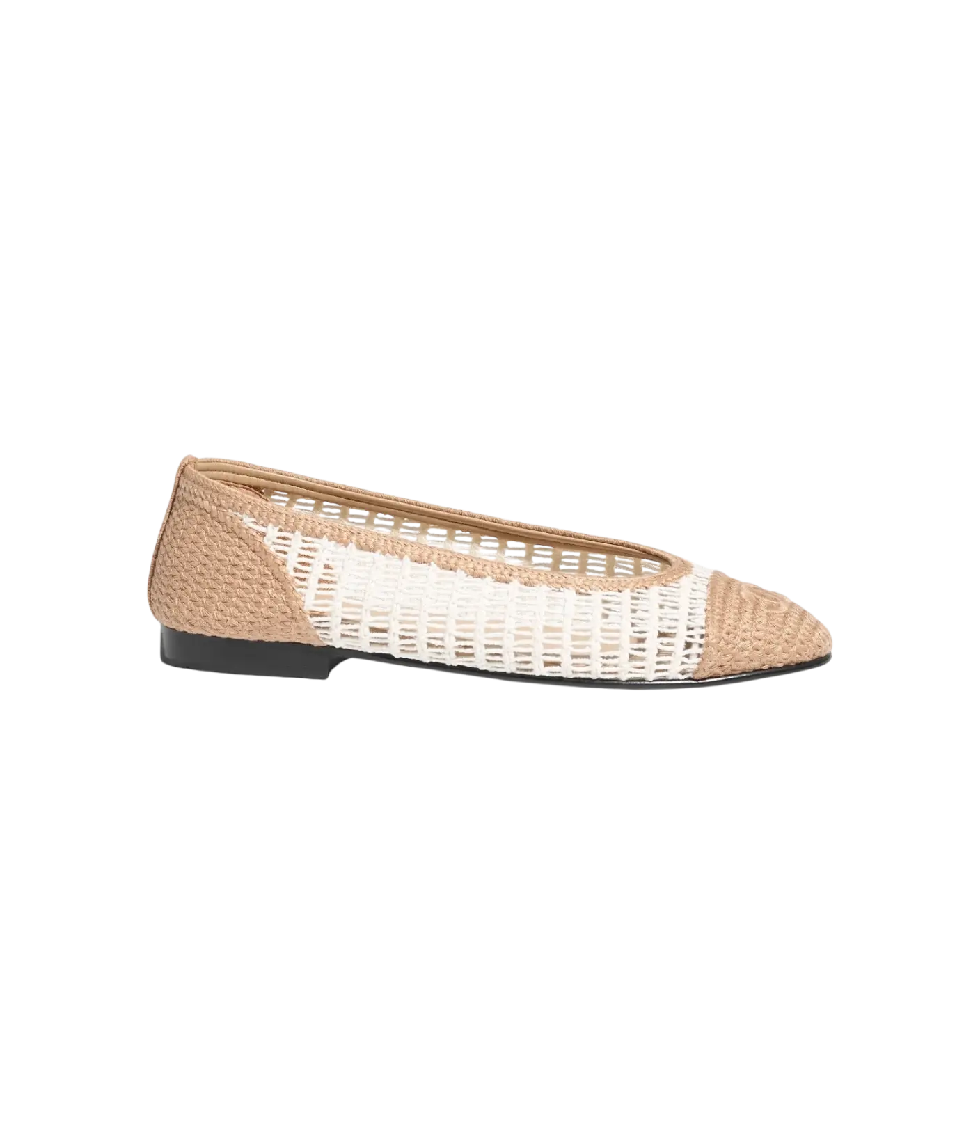 Chanel Ballet Flats White & Beige Raffia Chrome Dubai