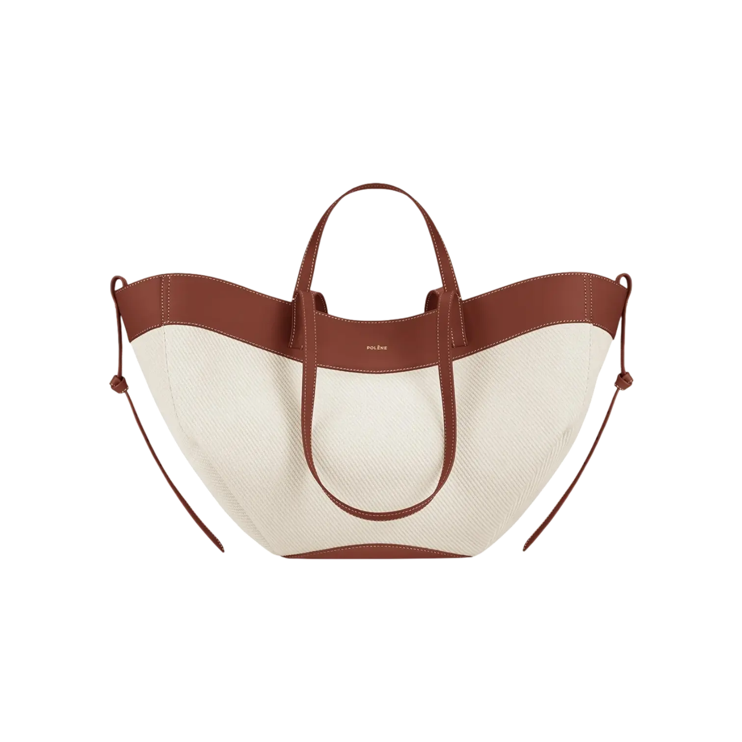 Polene Cyme Tote Bag Cognac Canvas Chrome Dubai