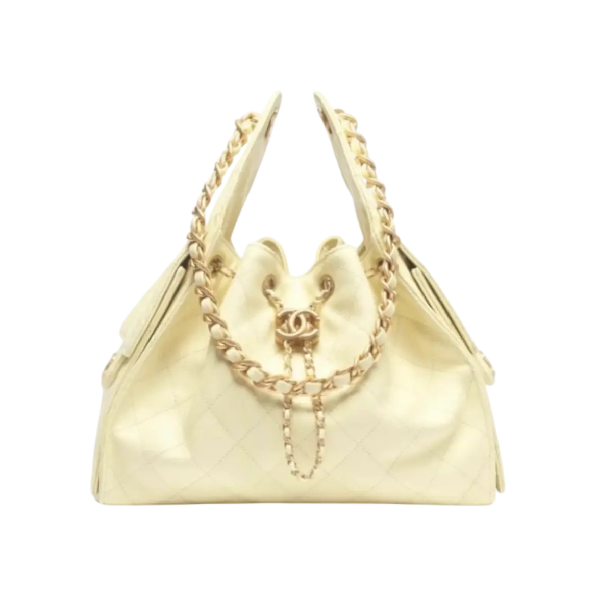 Chanel 25 Small Handbag Light Yellow Gold Chrome Dubai