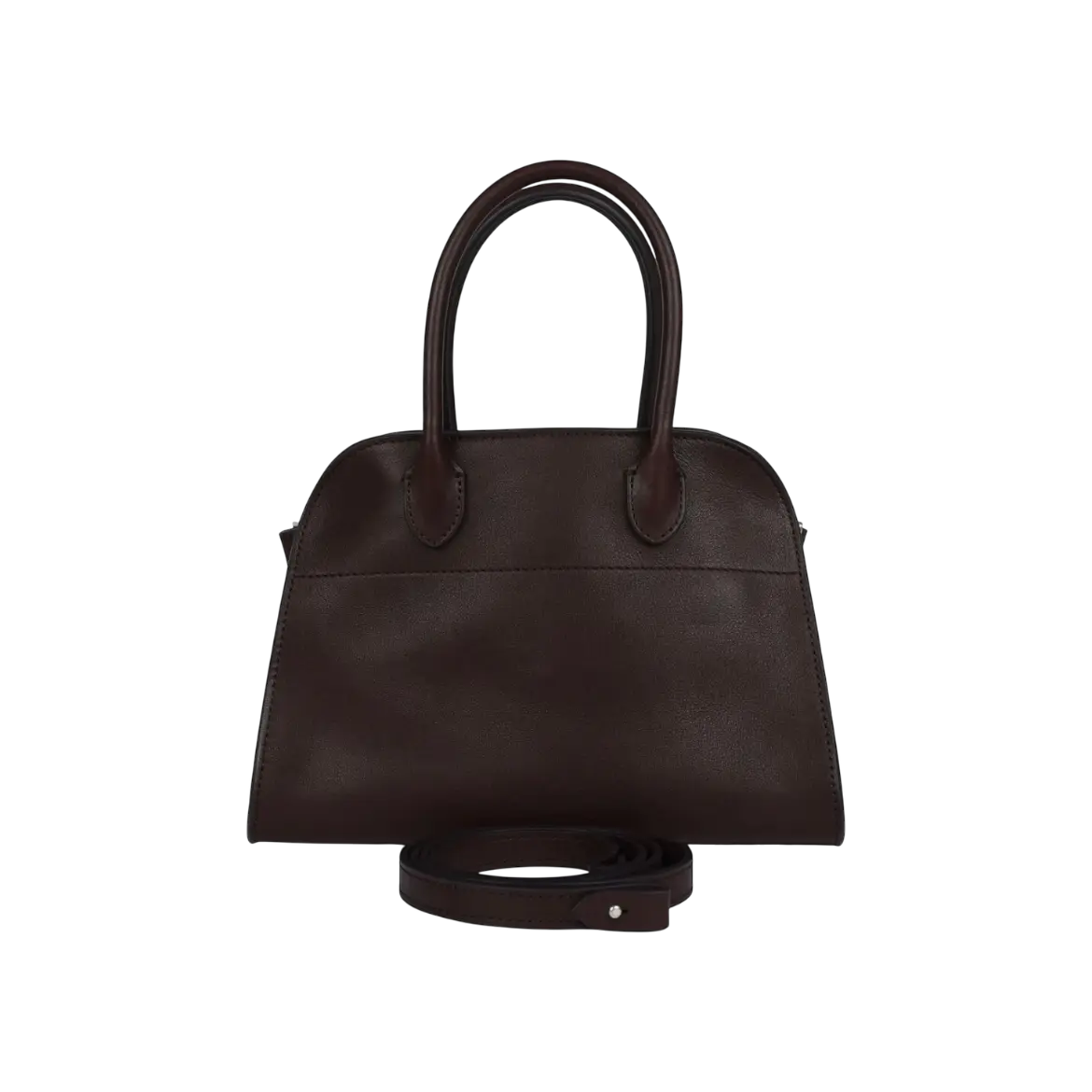 The Row Soft Margaux 10 Bag Chestnut Saddle Leather Silver Hardware Chrome Dubai
