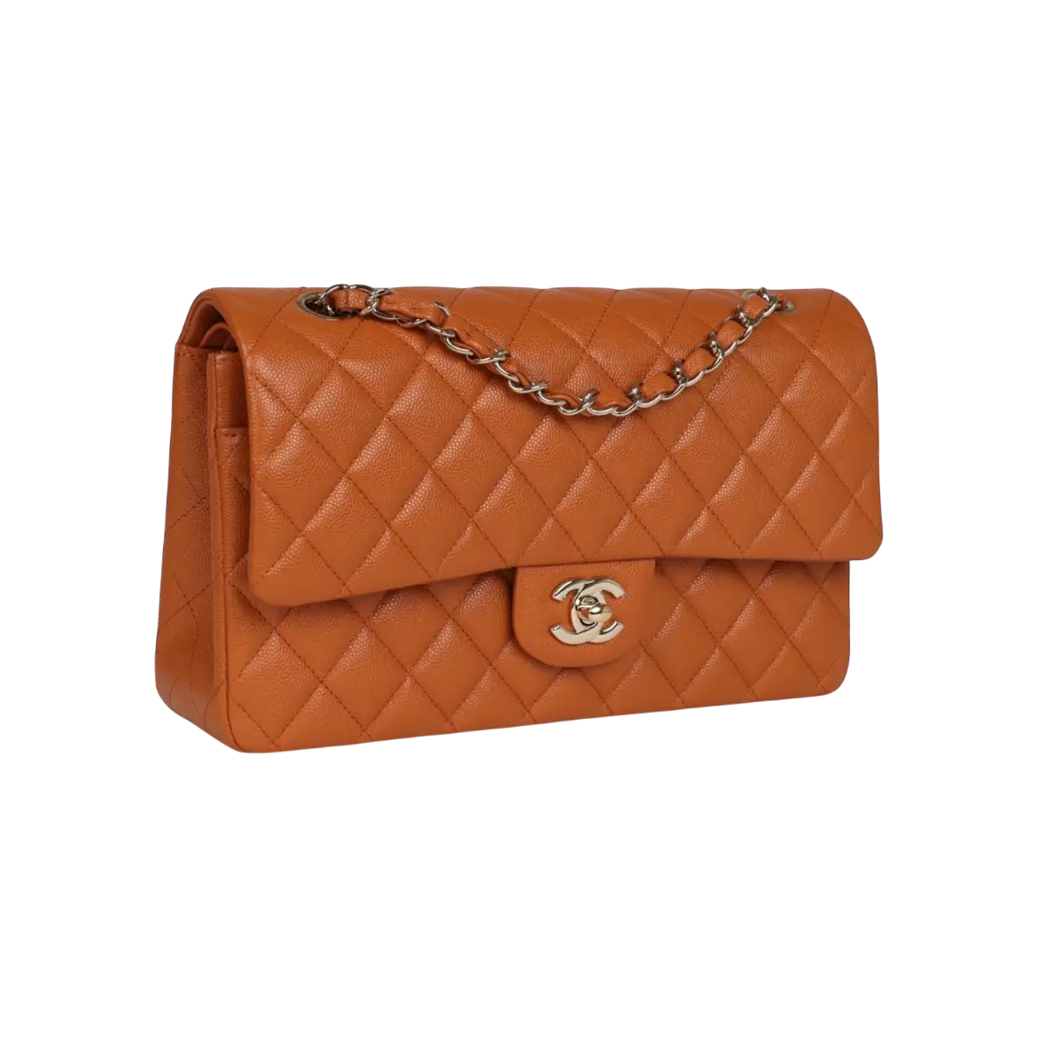Chanel Classic Double Flap Bag Caramel Caviar Light Gold Hardware Chrome Dubai