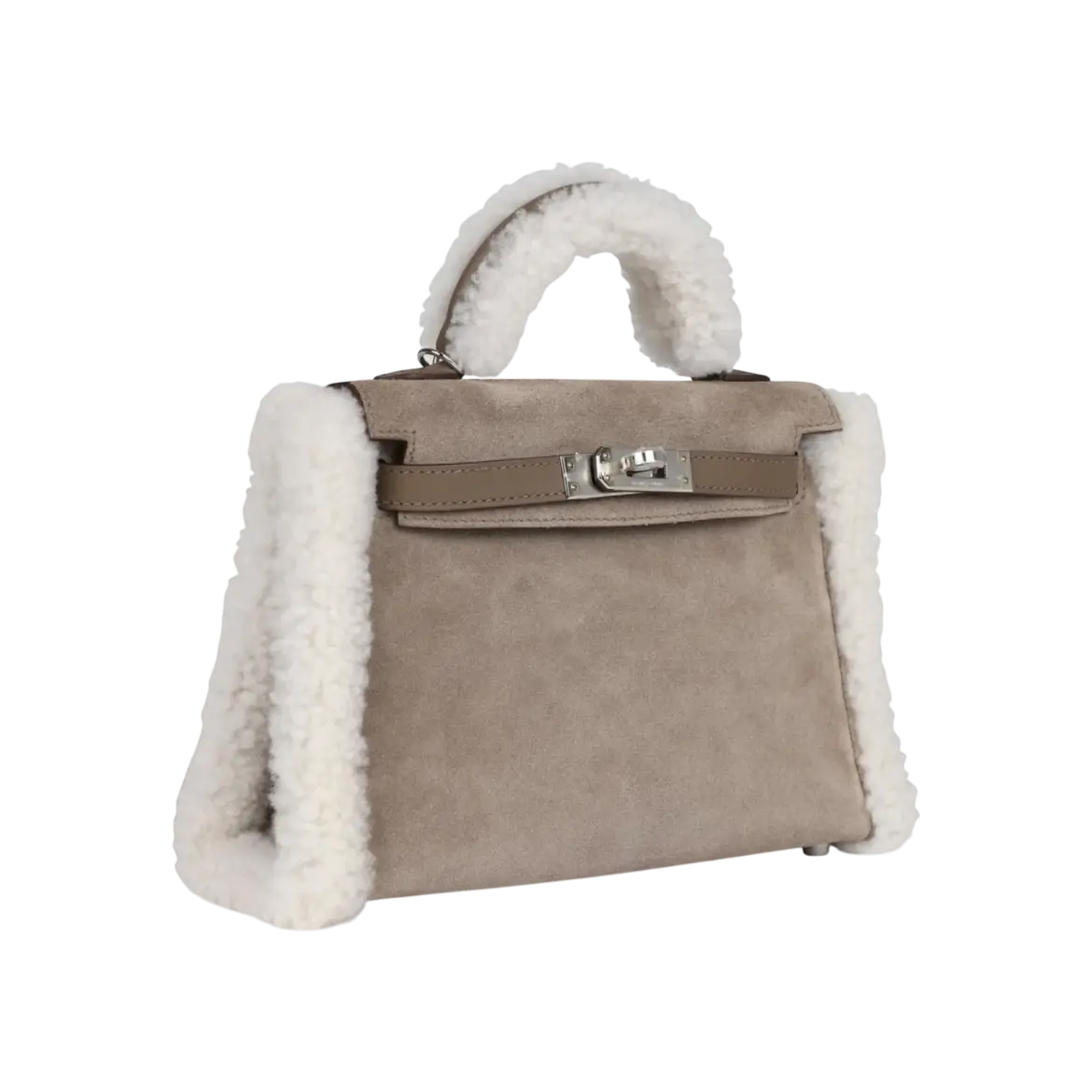 Hermès Mini Kelly Gris Caillou / Etoupe Swift Palladium Hardware Chrome Dubai