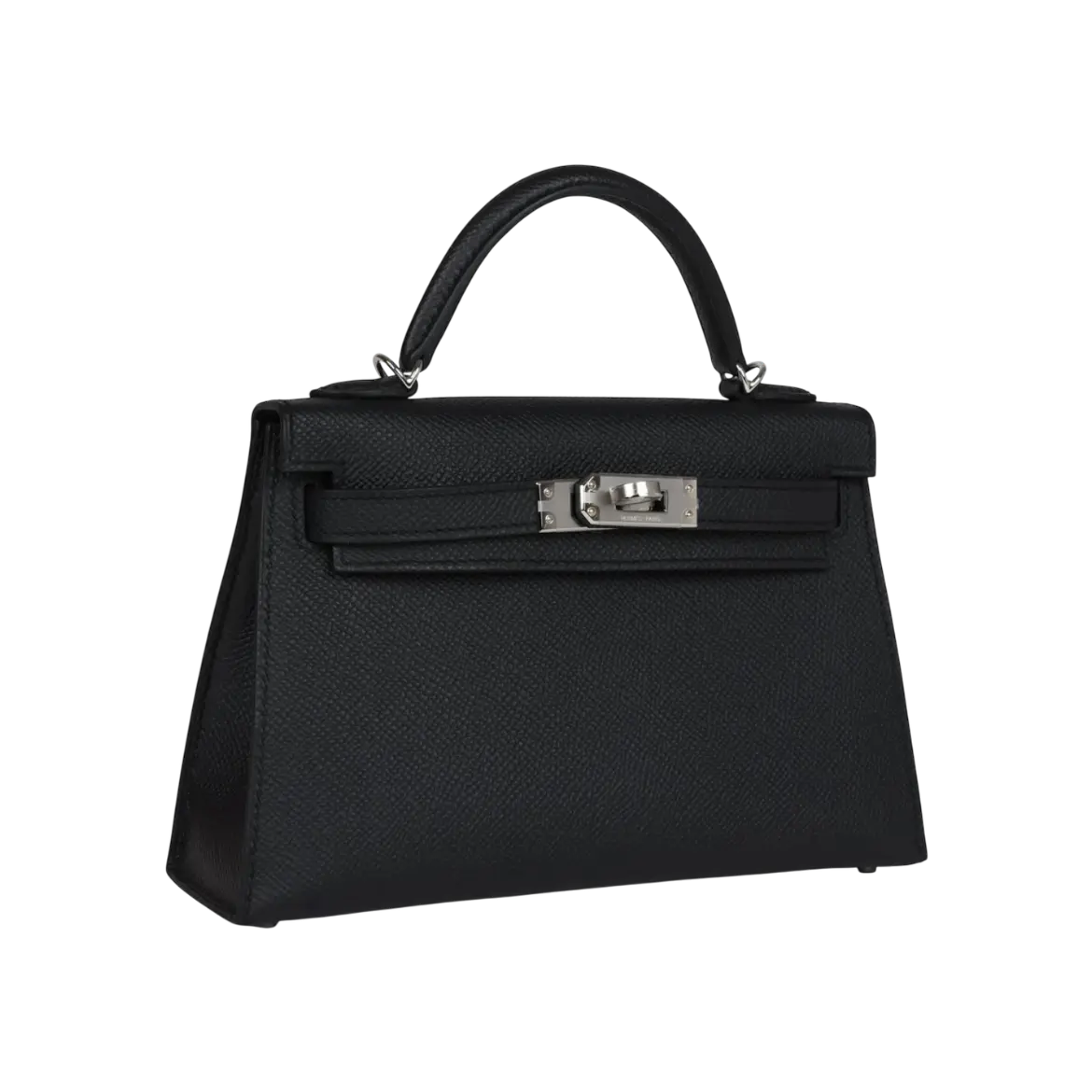 Hermès Mini Kelly Sellier Black Epsom Palladium Hardware Chrome Dubai