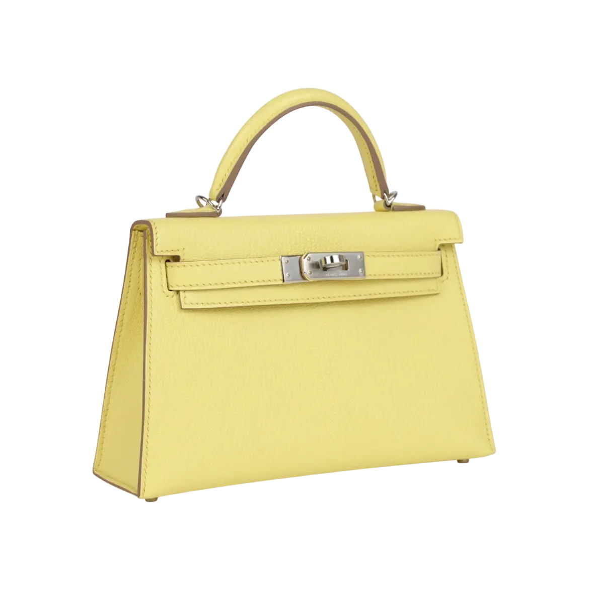 Hermès Mini Kelly Sellier Limoncello Chevre Palladium Hardware Chrome Dubai