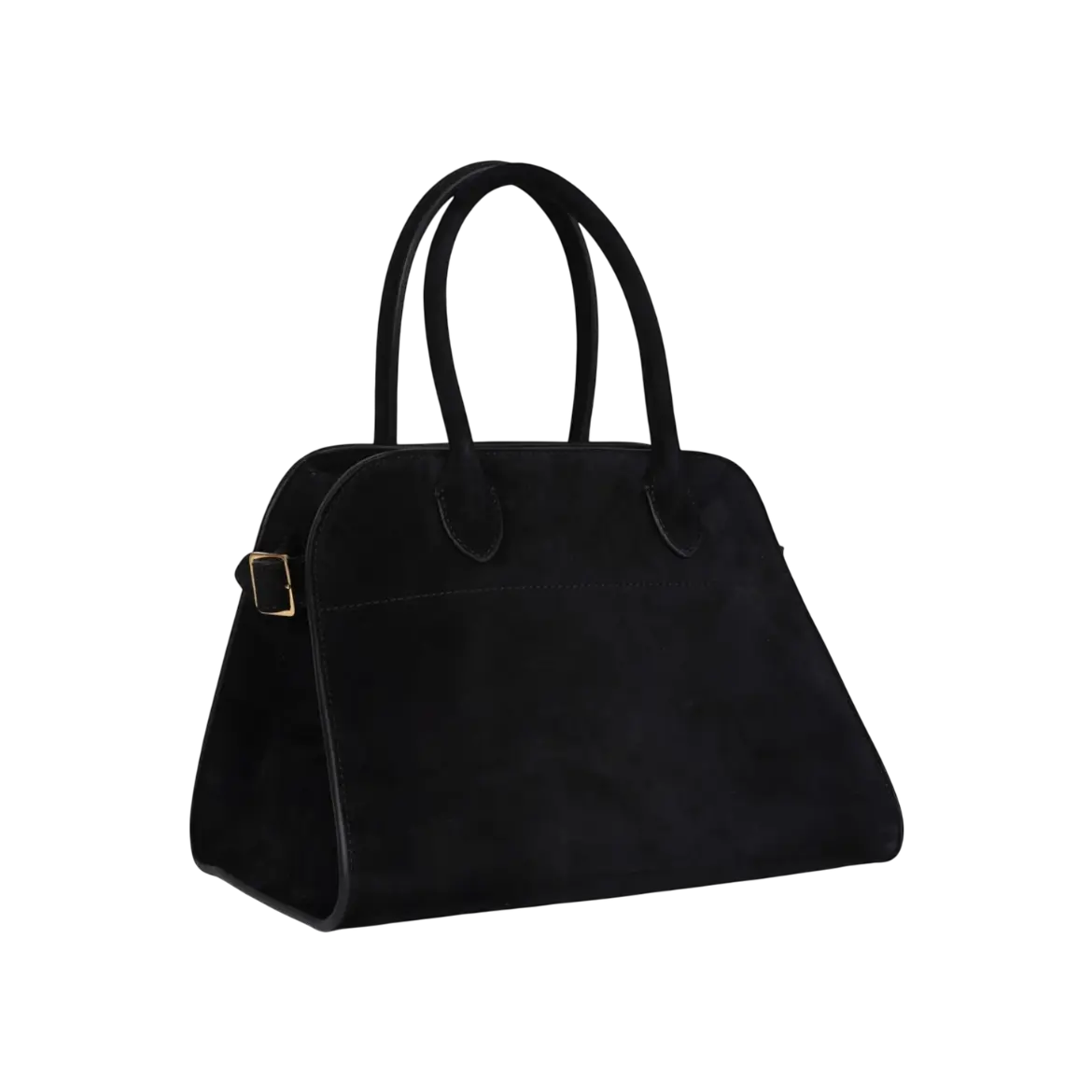 The Row Soft Margaux 10 Bag Black Suede Gold Hardware Chrome Dubai