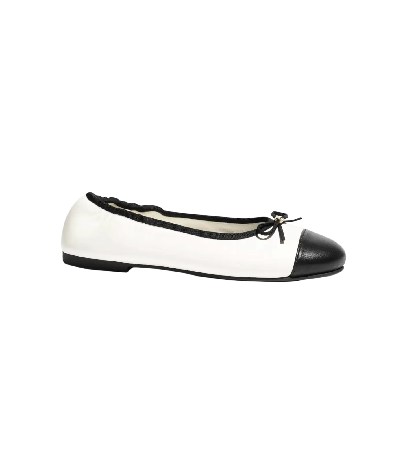 Chanel Ballet Flats White & Black Lambskin Chrome Dubai