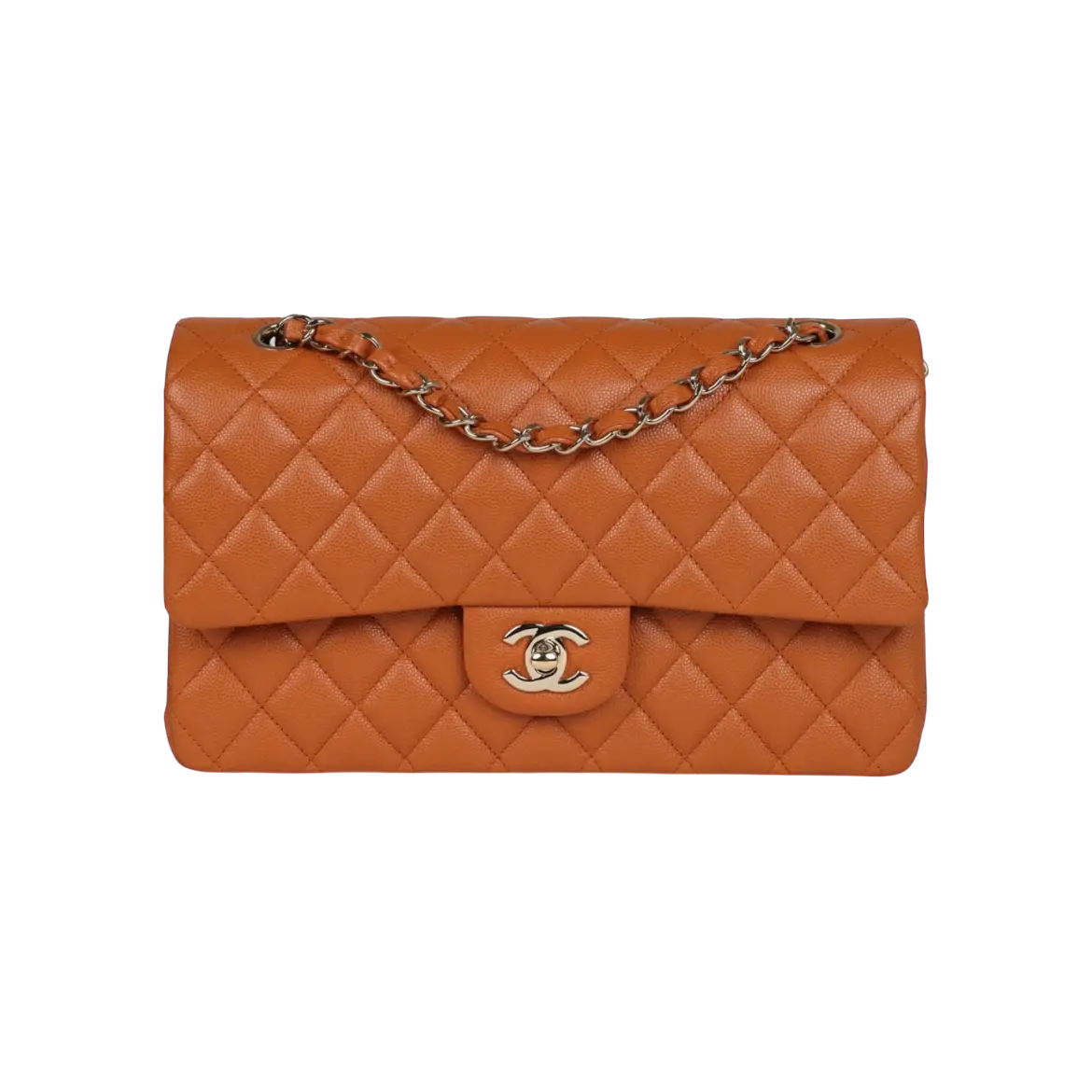 Chanel Classic Double Flap Bag Caramel Caviar Light Gold Hardware Chrome Dubai