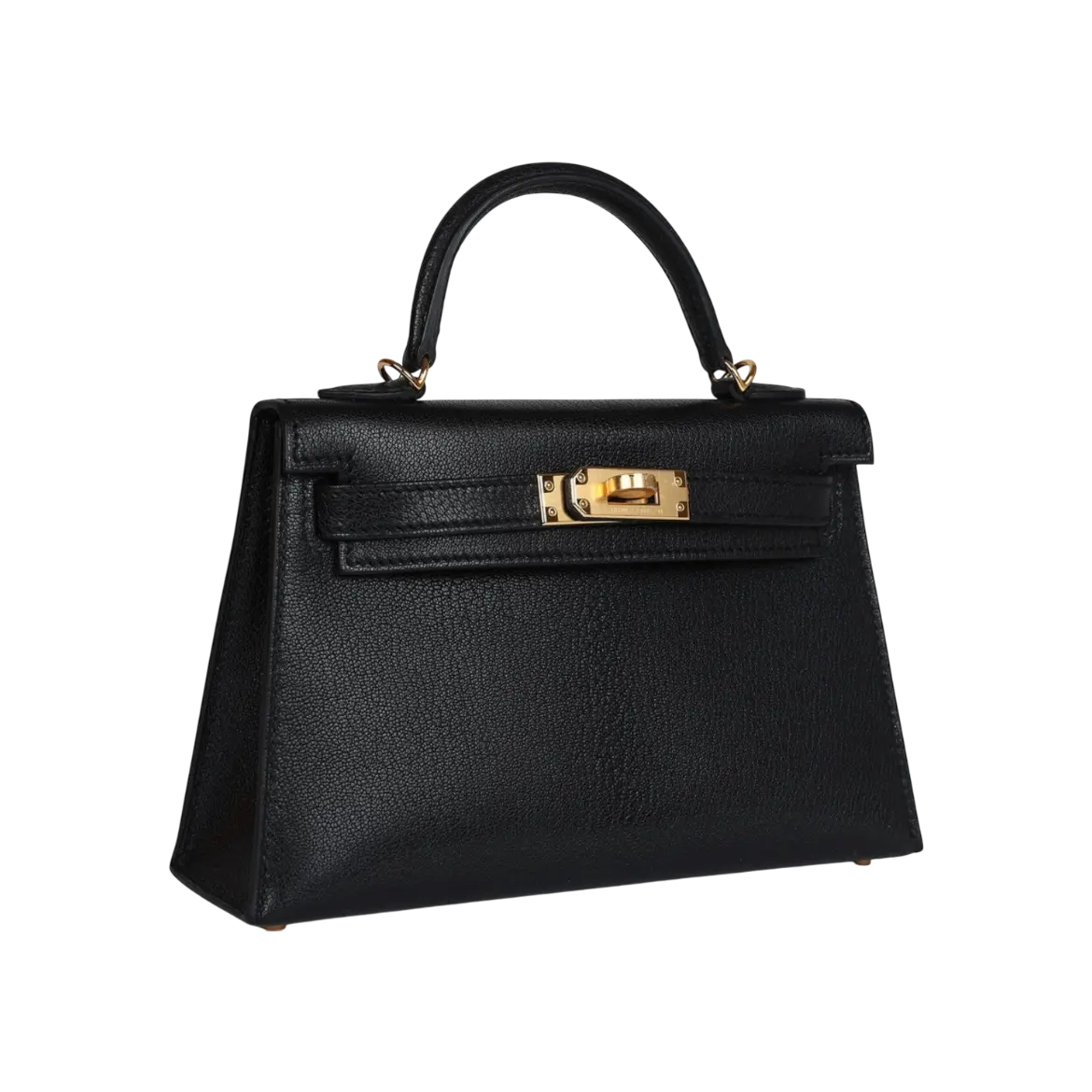 Hermès Mini Kelly Sellier Black Chevre Mysore Gold Hardware Chrome Dubai