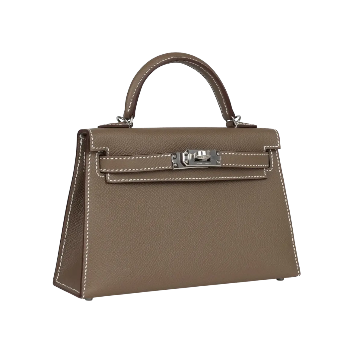 Hermès Mini Kelly Sellier Etoupe Epsom Palladium Hardware Chrome Dubai