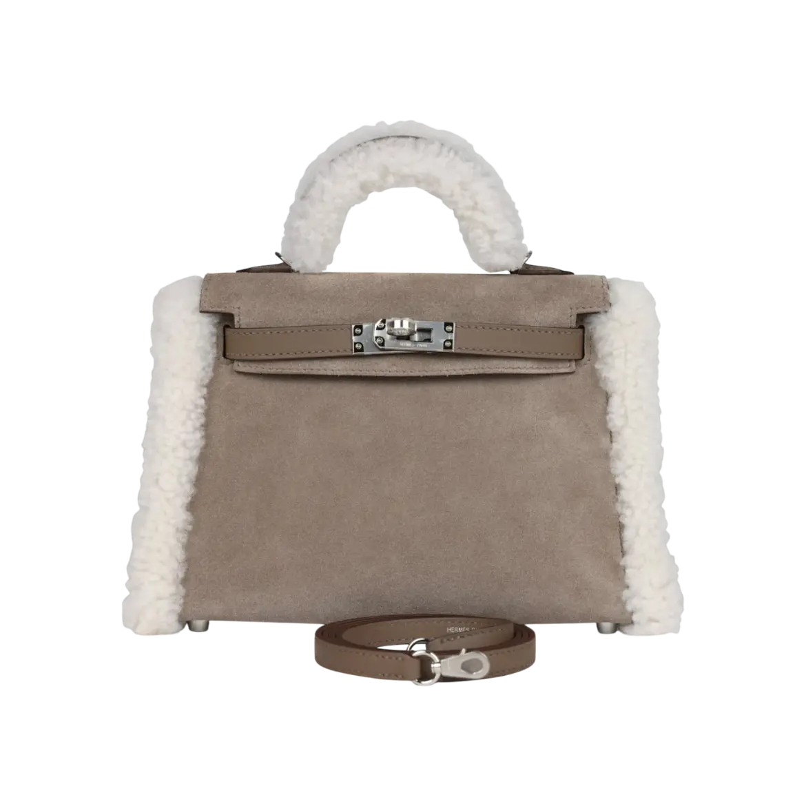 Hermès Mini Kelly Gris Caillou / Etoupe Swift Palladium Hardware Chrome Dubai