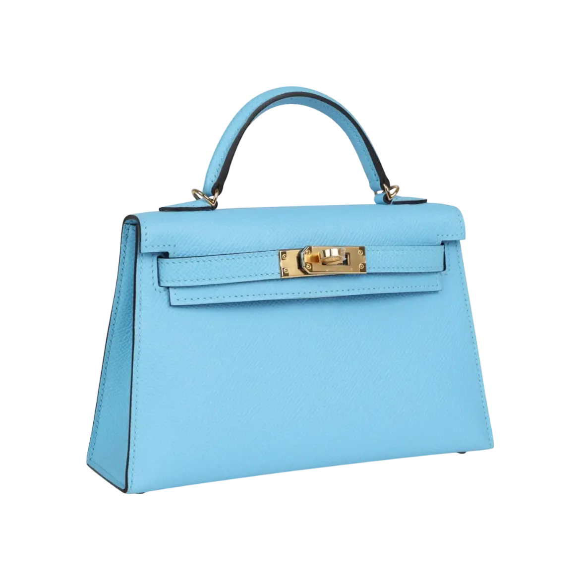 Hermès Mini Kelly Sellier Celeste Epsom Gold Hardware Chrome Dubai