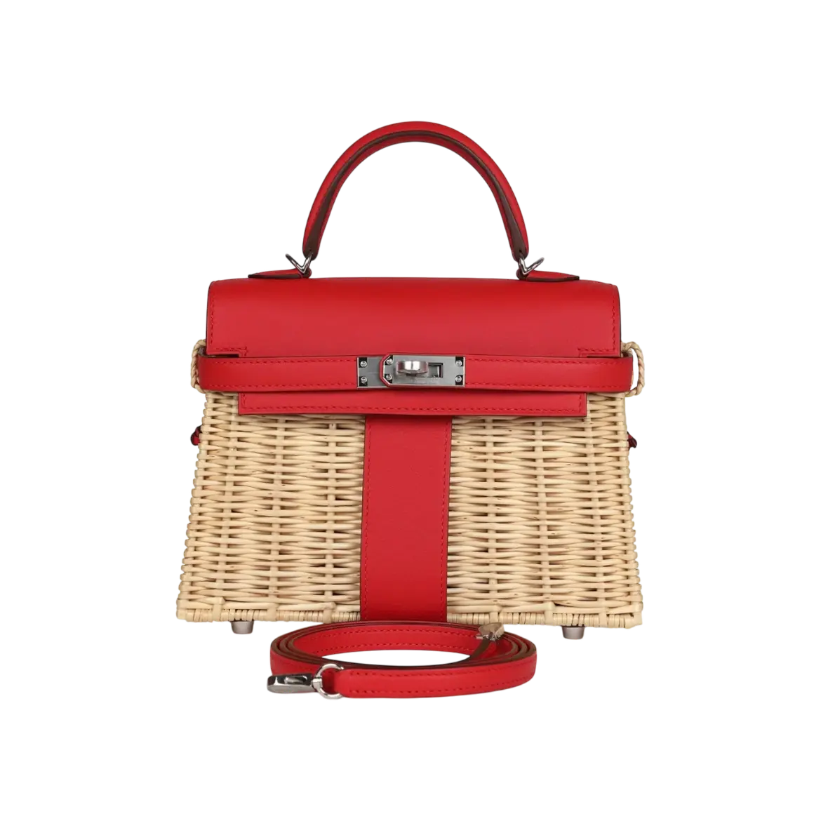 Hermès Mini Kelly Picnic Rouge De Coeur Swift Palladium Hardware Chrome Dubai