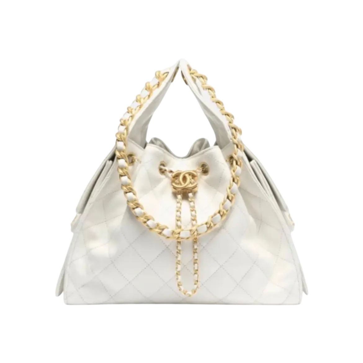 Chanel 25 Small Handbag White Gold Chrome Dubai