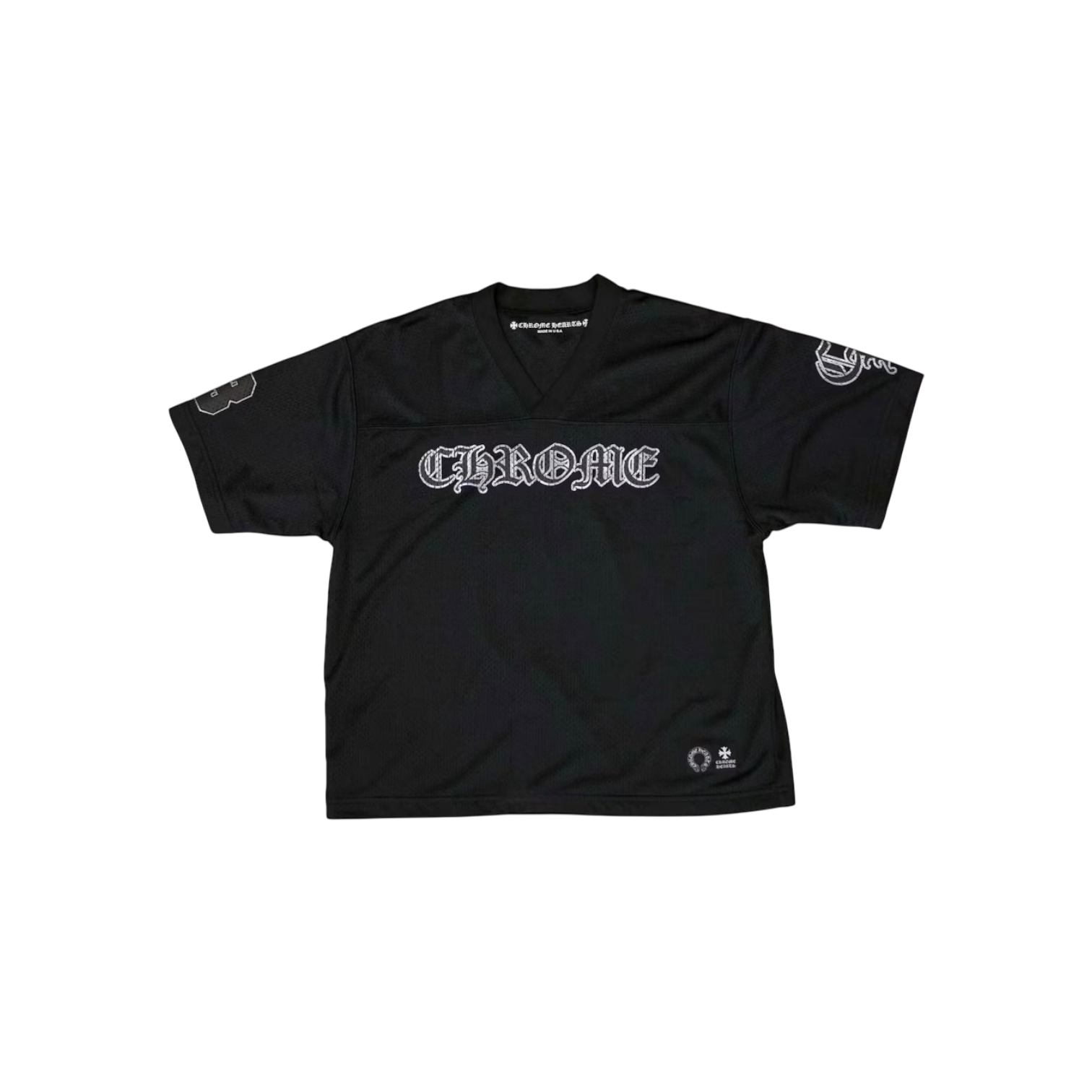 Chrome Hearts Mesh Stadium Football Jersey Black Chrome Dubai