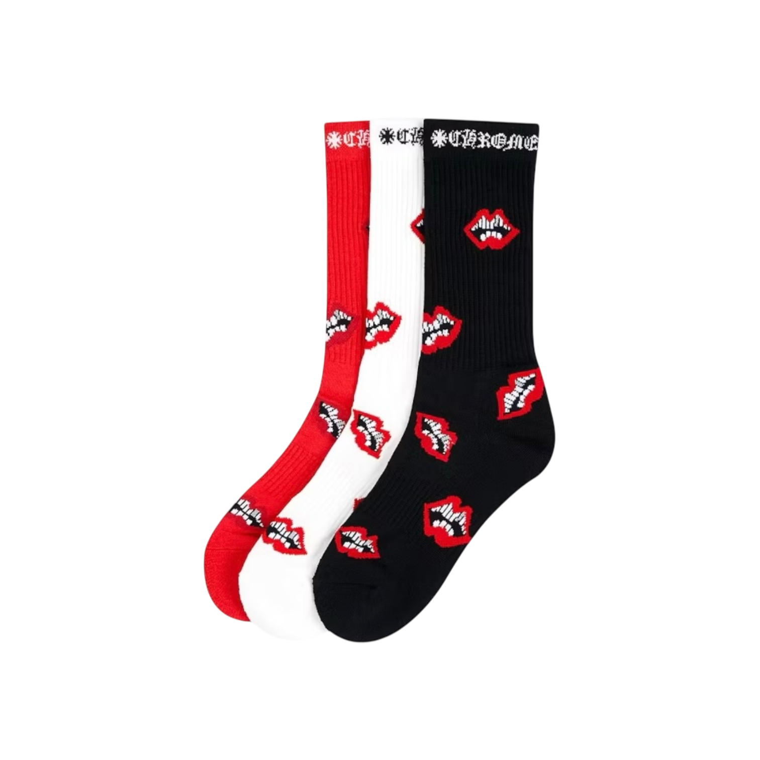 Chrome Hearts 3-Pack Chomper Socks Multicolor Chrome Dubai