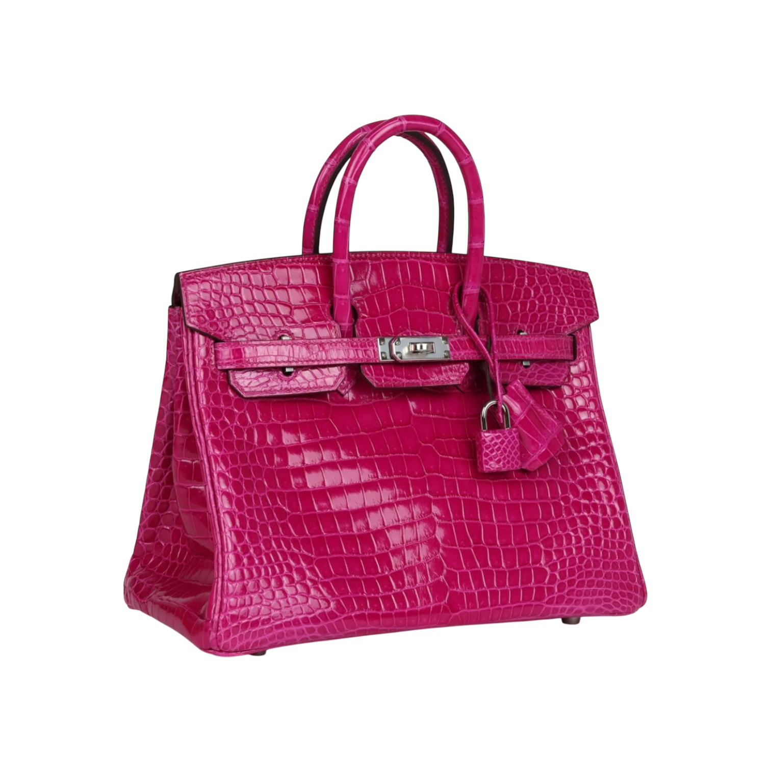 Hermès Birkin 25 Rose Sheherazade Crocodile Palladium Hardware Chrome Dubai