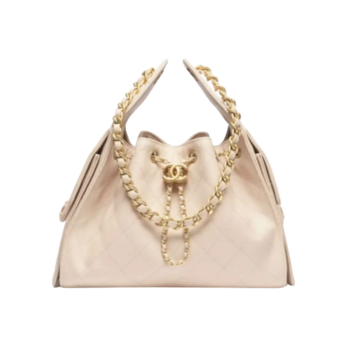 Chanel 25 Small Handbag Gold Beige Chrome Dubai